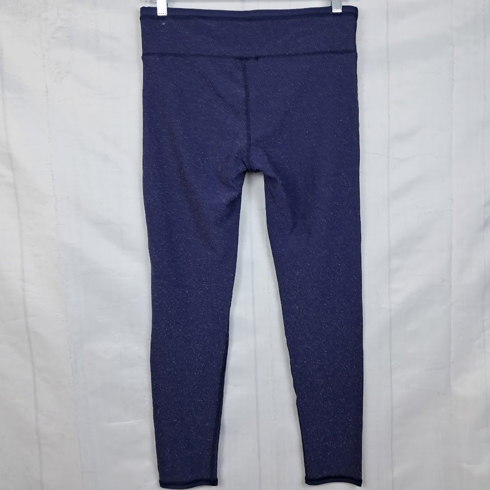 Aerie L Chill Play Move Navy Blue Sparkle Ribbed High Waisted Leggings NWT - Picture 3 of 7